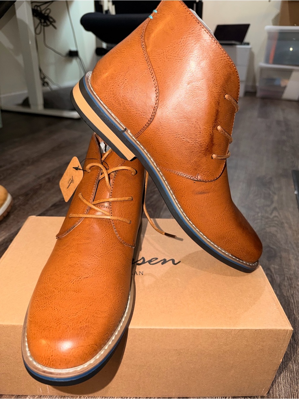 Men's Tan Leather Chukka Boots - Brand: (unknown)